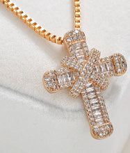 Load image into Gallery viewer, Chunky Gold Bling Small Cross Necklace (Box Chain)