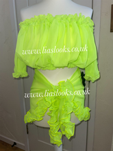 Load image into Gallery viewer, Frilly Ruffle Neon Yellow/Lime Green Sarong