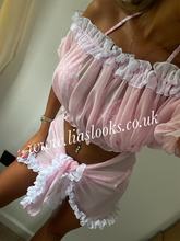 Load image into Gallery viewer, Frilly Ruffle Baby Pink/White Combo Two Piece Set