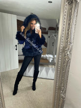 Load image into Gallery viewer, Midnight Blue Romani Coat (Faux Fur)
