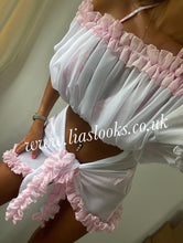 Load image into Gallery viewer, Frilly Ruffle White/Pink Combo Sarong