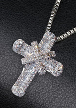 Load image into Gallery viewer, Chunky Silver Bling Small Cross Necklace (Box Chain)