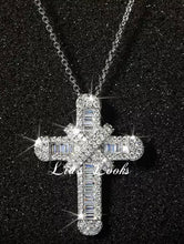 Load image into Gallery viewer, Chunky Silver Bling Small Cross Necklace (Link Chain)