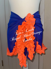 Load image into Gallery viewer, Frilly Ruffle Royal Blue/Orange Combo Sarong