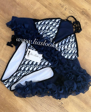 Load image into Gallery viewer, Frilly Ruffle Navy Sarong