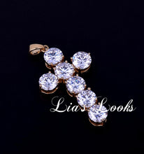 Load image into Gallery viewer, Ultra Sparkle Cross Necklace (Gold) - 3 x 5 Gems CLEARANCE