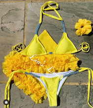 Load image into Gallery viewer, Frilly Ruffle Yellow Sarong