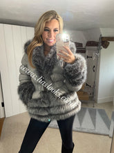 Load image into Gallery viewer, Slate Grey Romani Coat (Faux Fur)