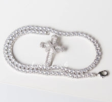 Load image into Gallery viewer, Bling Cross Necklace with Tennis Chain