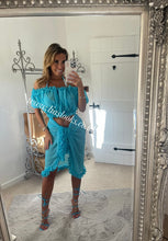 Load image into Gallery viewer, Frilly Ruffle Aqua Blue Two Piece Set