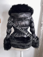 Load image into Gallery viewer, Ebony Black Romani Coat (Faux Fur)