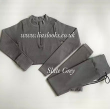 Load image into Gallery viewer, Slate Grey Ribbed Lounge Set (PREMIUM COLLECTION) CLEARANCE