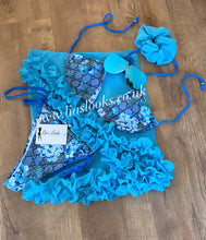 Load image into Gallery viewer, Frilly Ruffle Aqua Blue Sarong