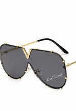Load image into Gallery viewer, Black/Gold Oversized Sunglasses