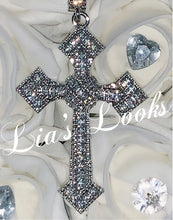 Load image into Gallery viewer, Large Bling Cross Necklace (Silver)