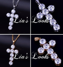 Load image into Gallery viewer, Ultra Sparkle Cross Necklace (Gold) - 3 x 5 Gems CLEARANCE