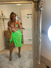 Load image into Gallery viewer, Frilly Ruffle Neon Green Sarong