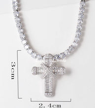 Load image into Gallery viewer, Bling Cross Necklace with Tennis Chain