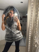 Load image into Gallery viewer, Slate Grey Romani Coat (Faux Fur)