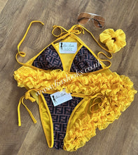 Load image into Gallery viewer, Frilly Ruffle Yellow Sarong