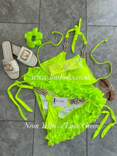 Load image into Gallery viewer, Frilly Ruffle Neon Yellow/Lime Green Sarong