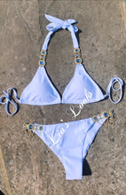 Load image into Gallery viewer, White Rhinestone Gold Chain Bikini