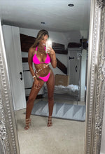 Load image into Gallery viewer, Hot Pink Rhinestone Gold Chain Bikini