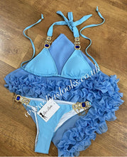 Load image into Gallery viewer, Frilly Ruffle Sky Blue Sarong
