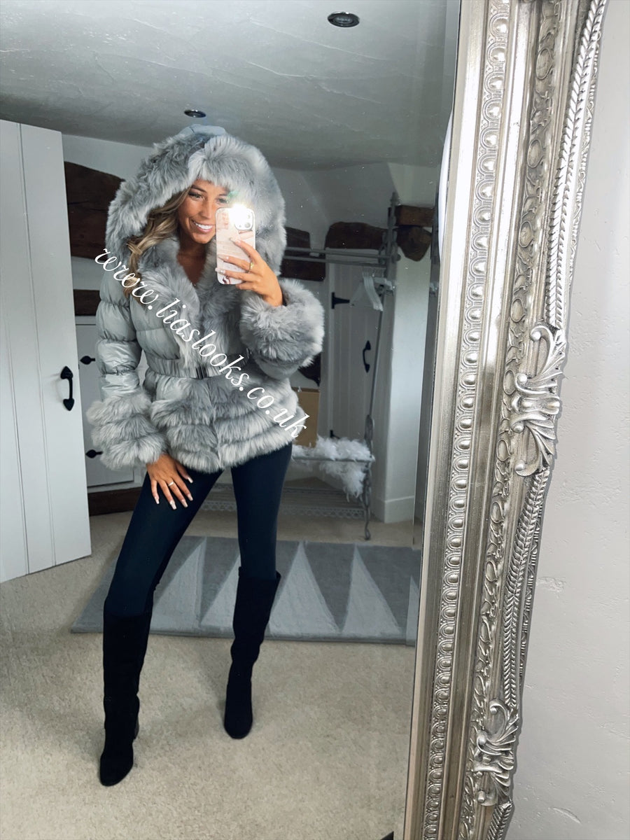 Silver Grey Romani Coat Faux Fur Lia s Looks