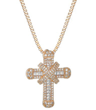 Load image into Gallery viewer, Chunky Gold Bling Small Cross Necklace (Box Chain)
