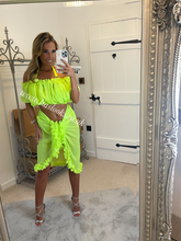 Load image into Gallery viewer, Frilly Ruffle Neon Yellow/Lime Green Sarong