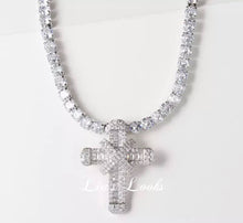 Load image into Gallery viewer, Bling Cross Necklace with Tennis Chain