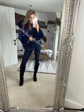 Load image into Gallery viewer, Midnight Blue Romani Coat (Faux Fur)