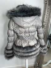 Load image into Gallery viewer, Slate Grey Romani Coat (Faux Fur)