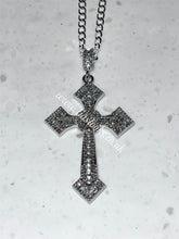 Load image into Gallery viewer, Large Bling Cross Necklace (Silver)