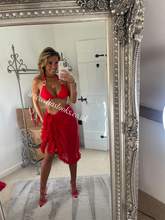 Load image into Gallery viewer, Frilly Ruffle Red Sarong