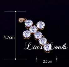 Load image into Gallery viewer, Ultra Sparkle Cross Necklace (Gold) - 3 x 5 Gems CLEARANCE