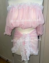 Load image into Gallery viewer, Frilly Ruffle Pink/White Combo Sarong