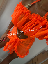 Load image into Gallery viewer, Frilly Ruffle Orange Two Piece Set