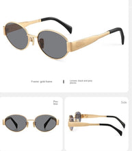Load image into Gallery viewer, Black/Gold Oval Sunglasses
