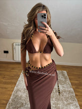 Load image into Gallery viewer, Chocolate Luxe Beaded Detailed Bikini &amp; Skirt Skirt
