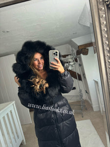 Fur Collar Puffer Coat (Long Line)