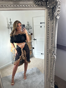 Frilly Ruffle Black/Honey Combo Sarong