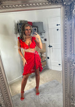 Load image into Gallery viewer, Red Frilly Ruffle High Waist Bikini

