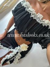 Load image into Gallery viewer, Frilly Ruffle Black/Cream Two Piece Set
