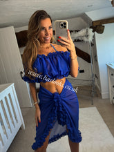 Load image into Gallery viewer, Frilly Ruffle Royal Blue Two Piece Set
