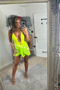 Neon Yellow/Lime Tie Up Swimsuit (CLEARANCE)