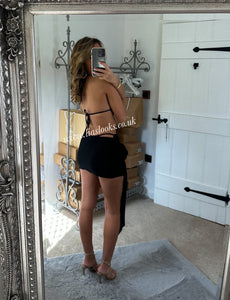 Black Bikini+Rose Sarong Set