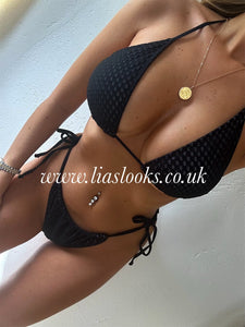 Black Bikini+Rose Sarong Set
