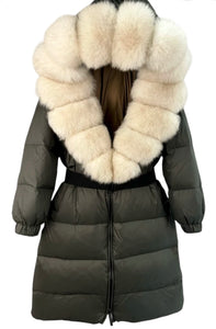 Fur Collar Puffer Coat (Long Line)